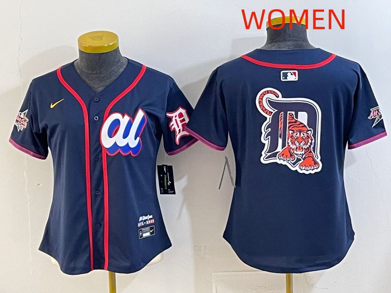 Women 2025 Detroit Tigers Blank Drak Blue All star Nike MLB Jersey style 04
